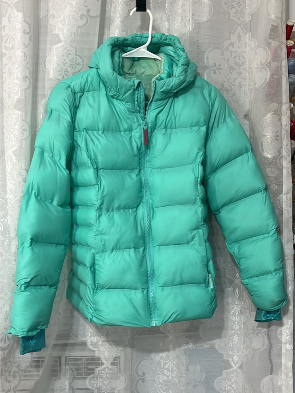 Champion Teal Hooded Quilted Puffer Jacket